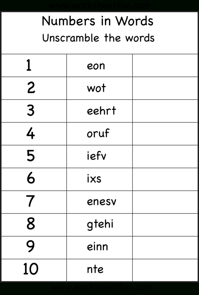Spelling – Numbers In Words  Free Printable Worksheets