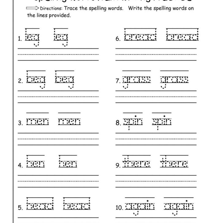 Spelling Word Tracing Worksheets With Ft Grade Spelling —