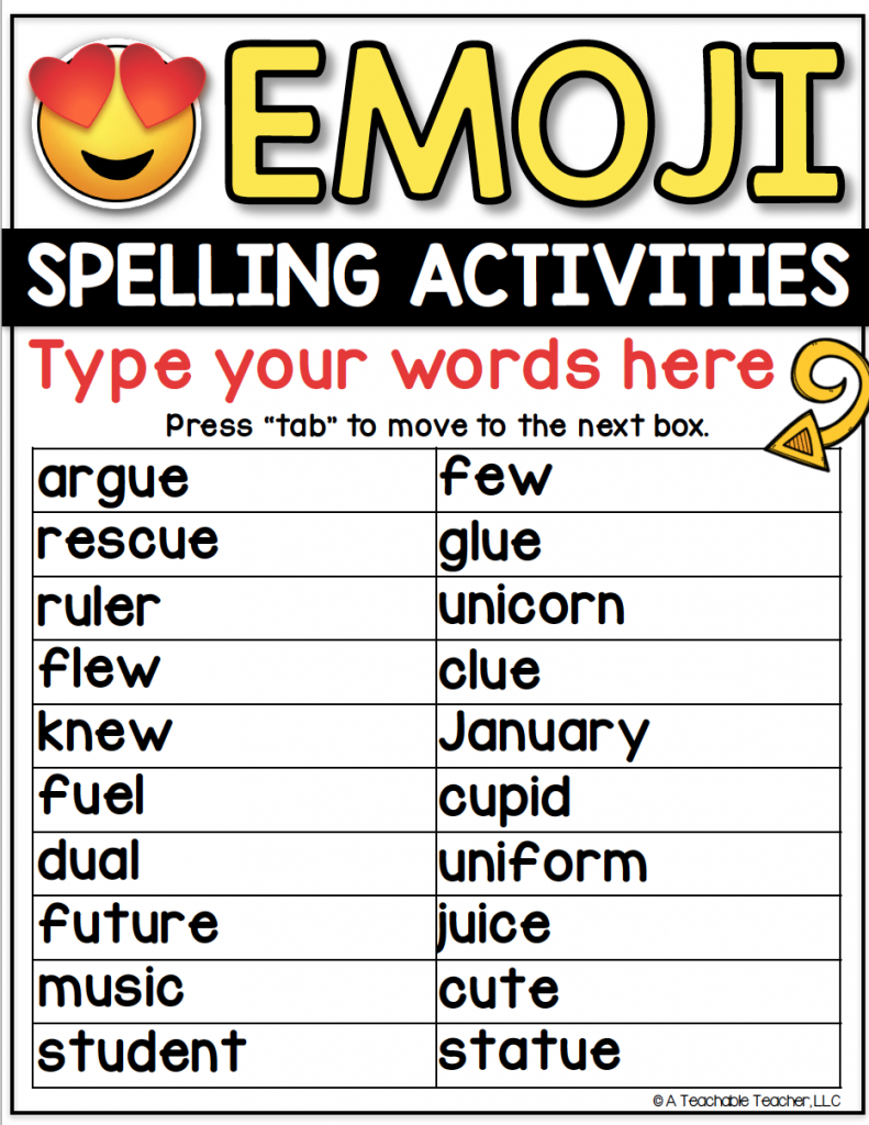 Spelling Word Worksheets  Editable For Any Word List  A