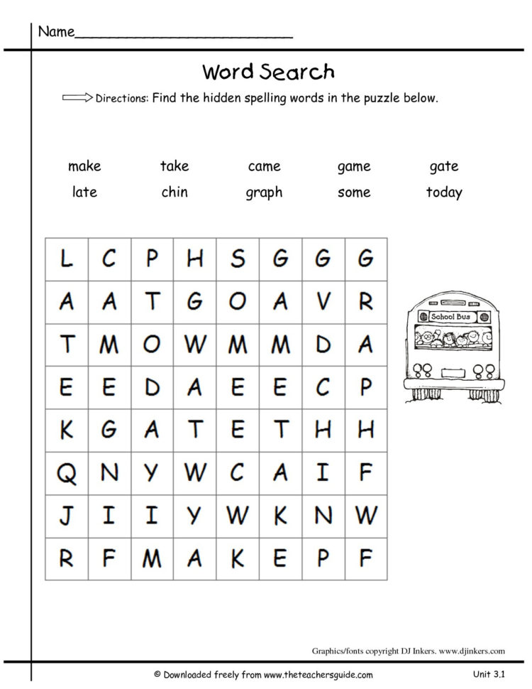 Spelling Word Worksheets For Kindergarten Words 6Th Grade