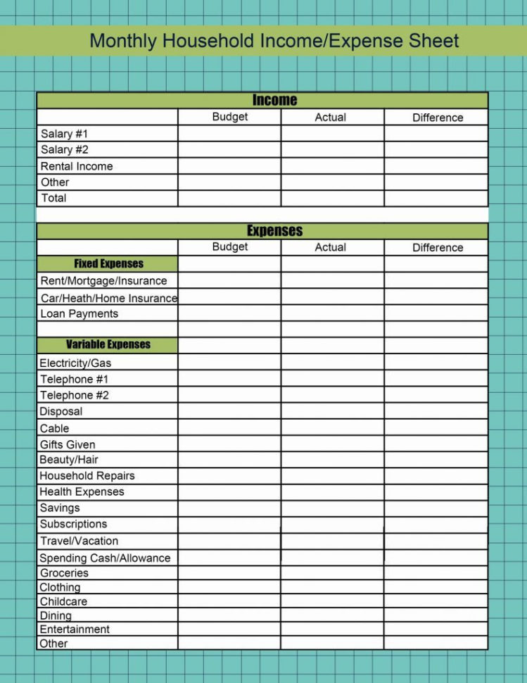 Spreadsheet Income And Expenses Expense Worksheet Excel New House Or