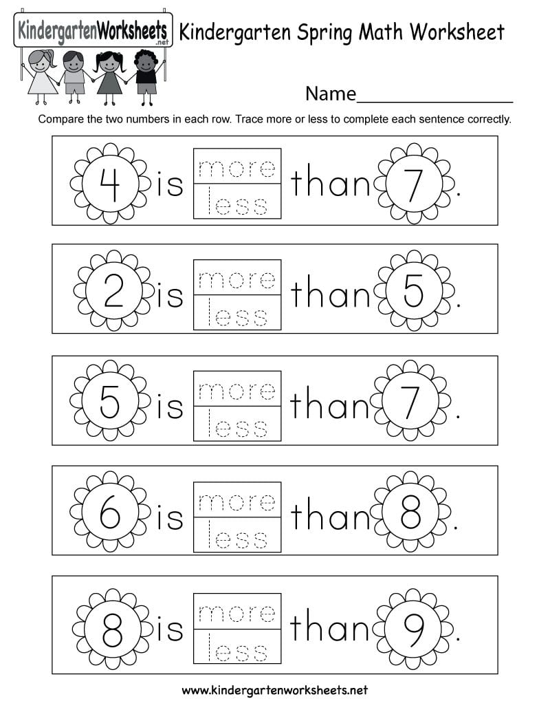 Spring Math Worksheet  Free Kindergarten Seasonal Worksheet