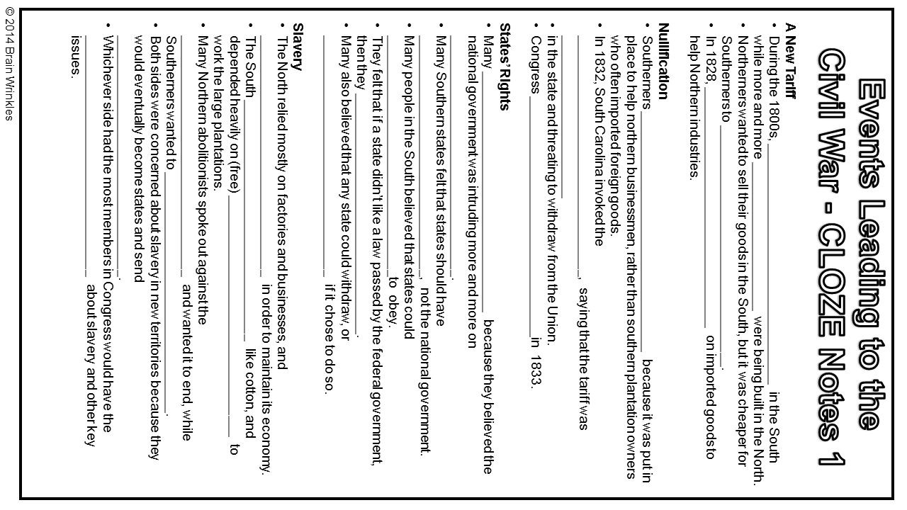 Ss8H6A Events Leading To The Civil R © 2014 Brain Wrinkles