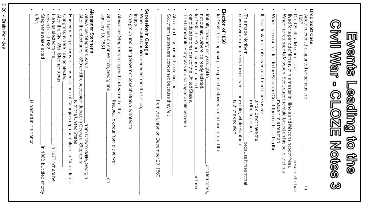 Ss8H6A Events Leading To The Civil R © 2014 Brain Wrinkles