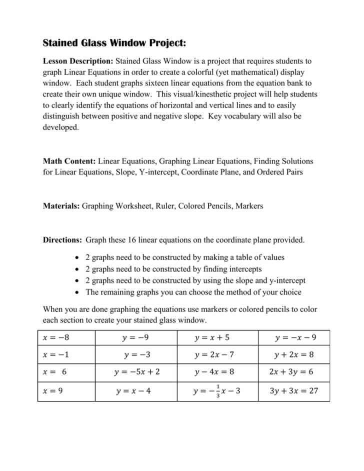 Slope And Y Intercept Worksheets With Answer Key
