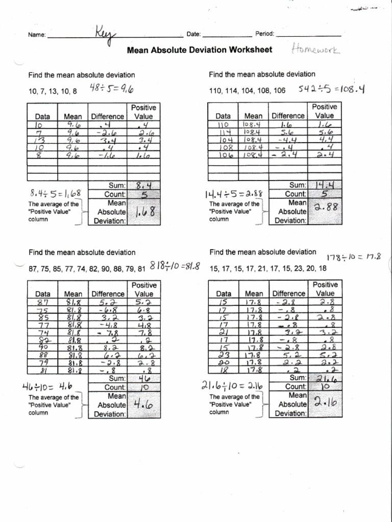 Standard Deviation Worksheet With Answers Yooob Db excel