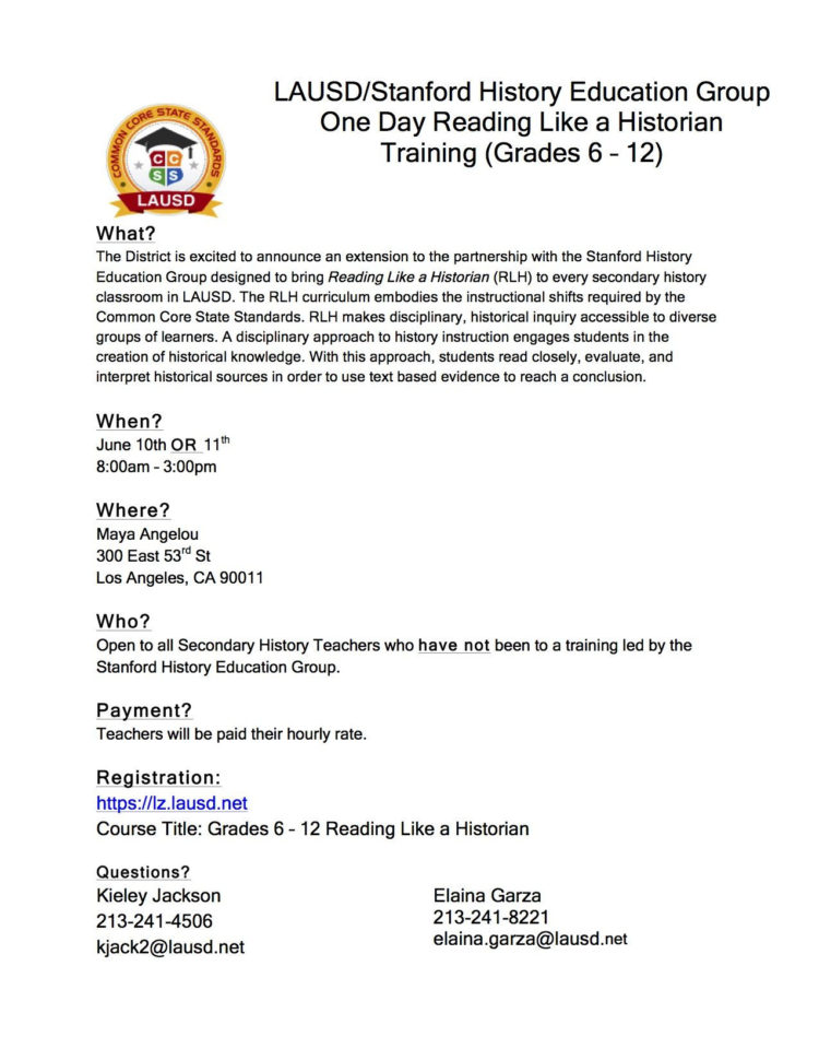 Stanford History Education Group Reading Like A Historian