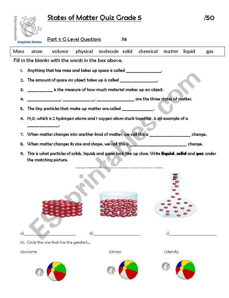 States Of Matter Test  Esl Worksheetvictoriaproulx
