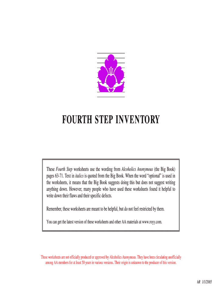 Step Inventory  Fill Online Printable Fillable Blank