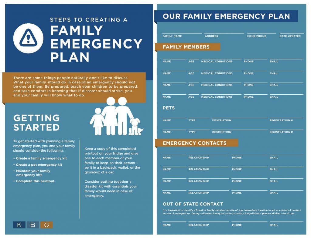 Steps To Creating A Family Emergency Plan  Kbg Injury Law