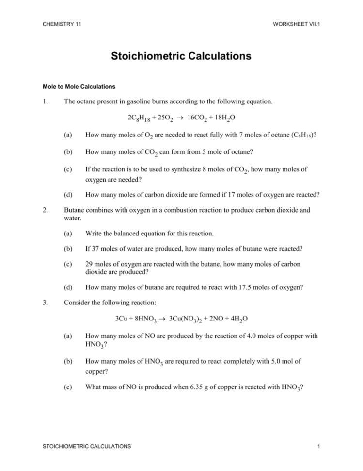 Stoichiometric Calculations