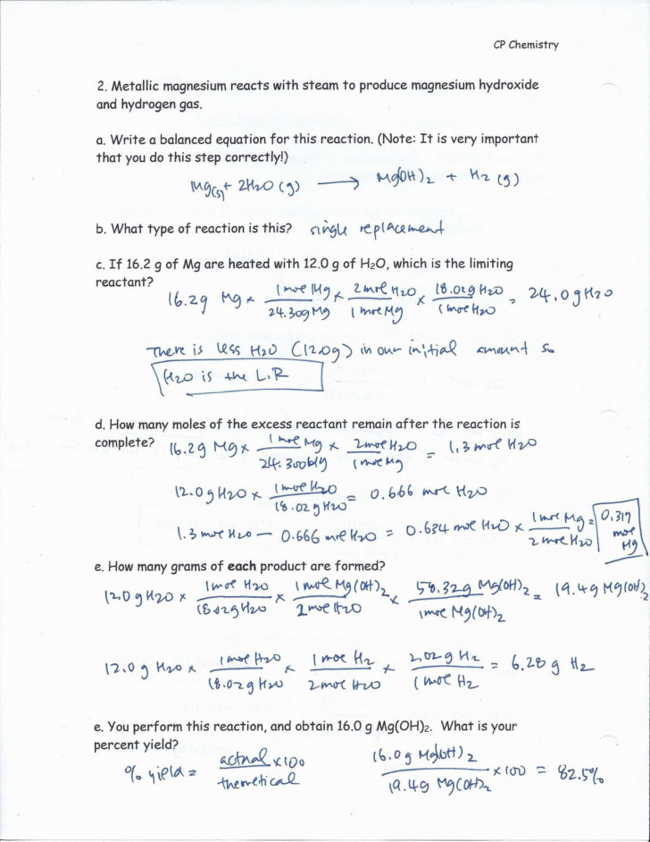 Limiting Reagent Worksheet 2