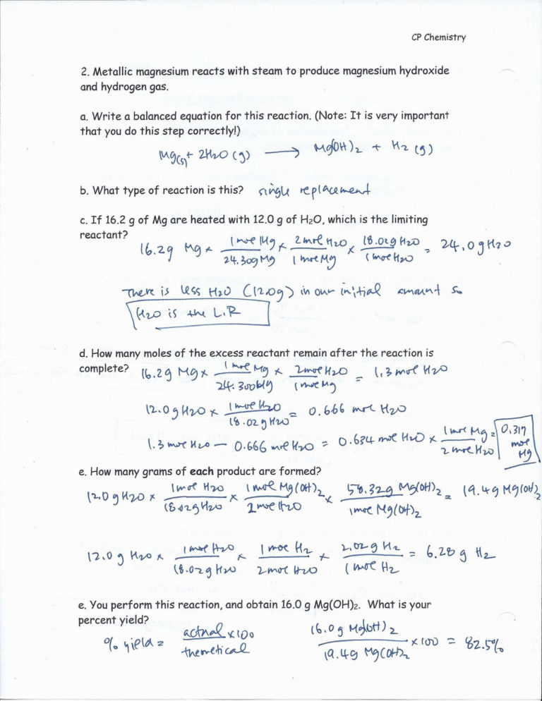 stoichiometry worksheet pdf with answers