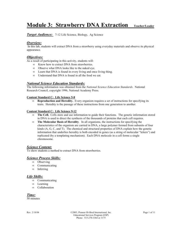 Strawberry Dna Extraction Lab Worksheet Answers — db-excel.com