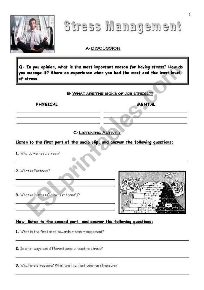 Stress Management  Esl Worksheetsupritipanigrahi