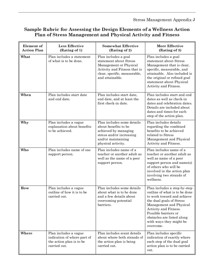 Stress Management Plan  Plans Worksheet Program For
