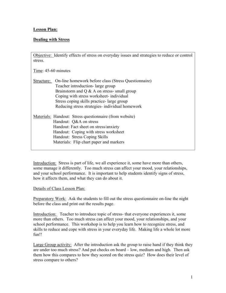 Stress Management Worksheets With Pdf Plus Exercises For