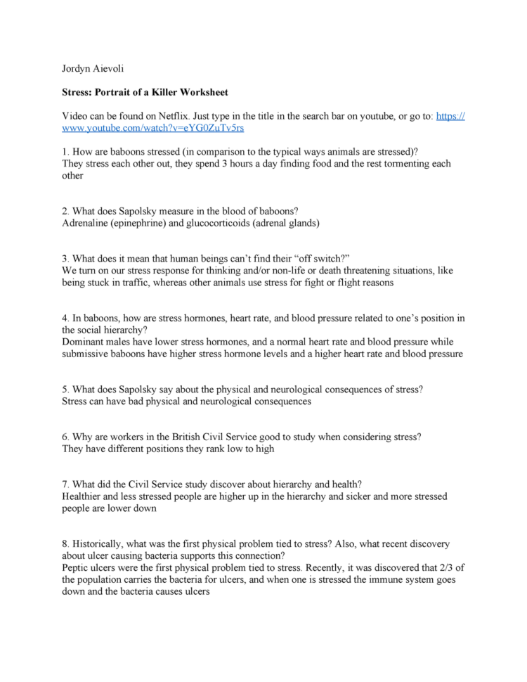 Stress Portrait Of A Killer Worksheet  Psyc 465  Studocu