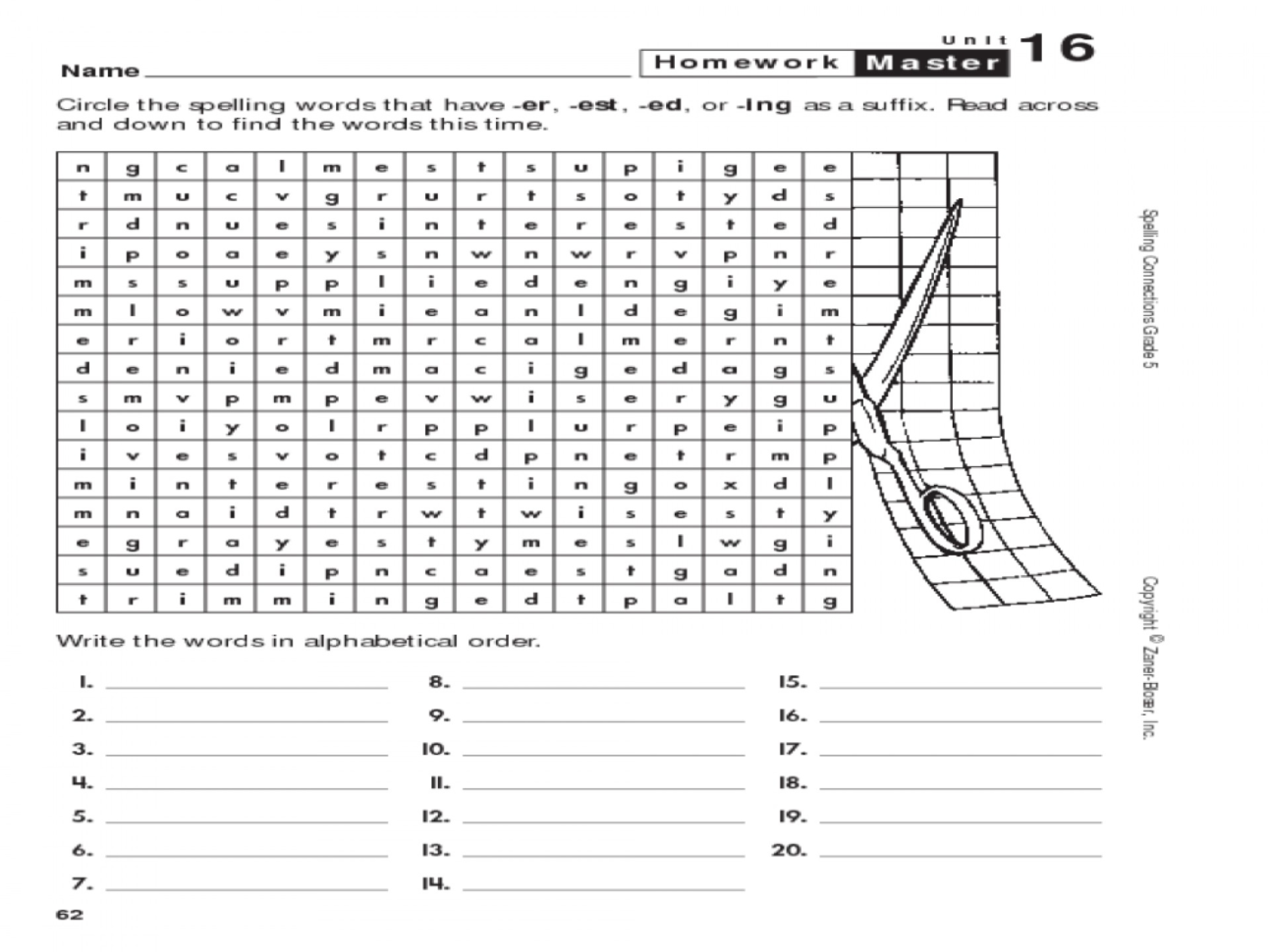 Striking Grade 5 Spelling Words Printable Word 5Th