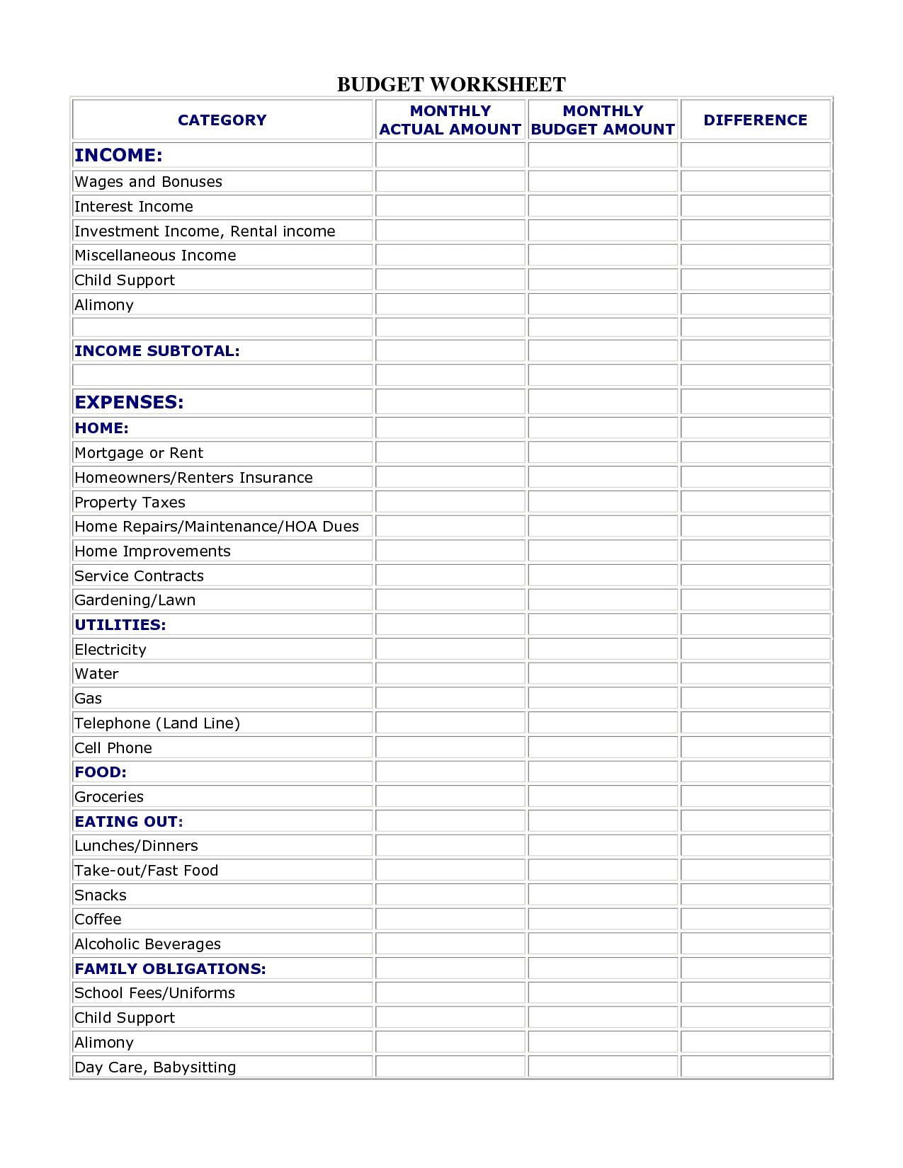 Student Budget Worksheet Excel Archives  Bibruckerholzde