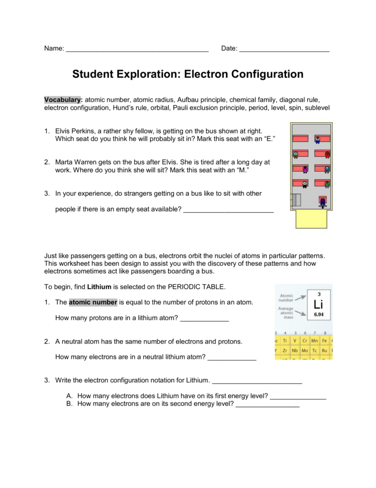 Student Exploration Electron Configuration