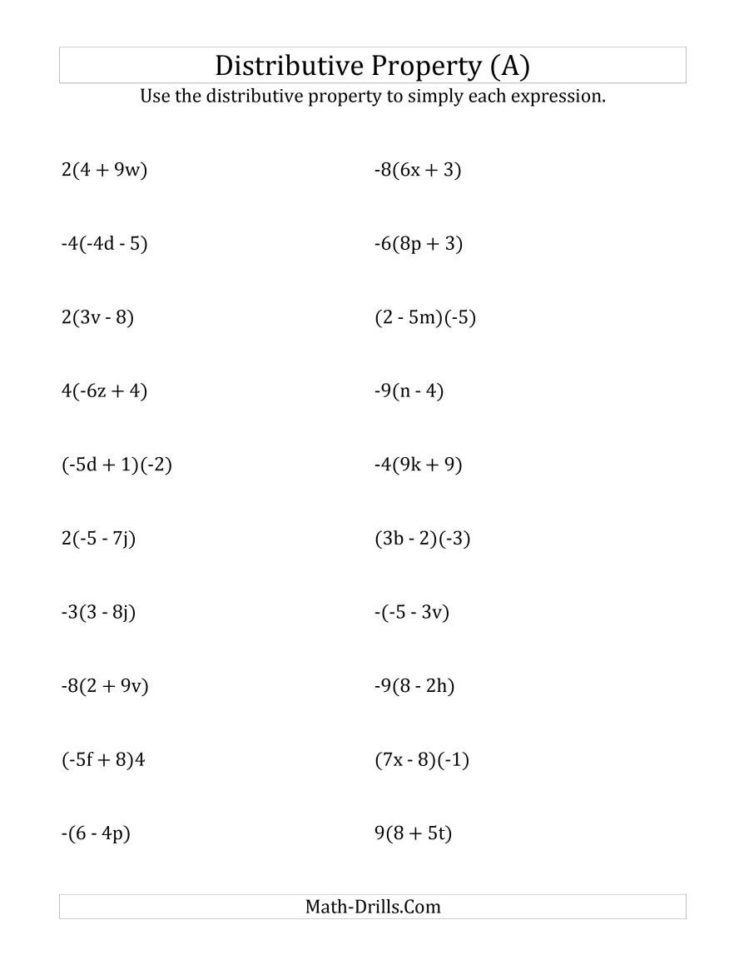 Study Guide And Intervention Distributive Property Answers