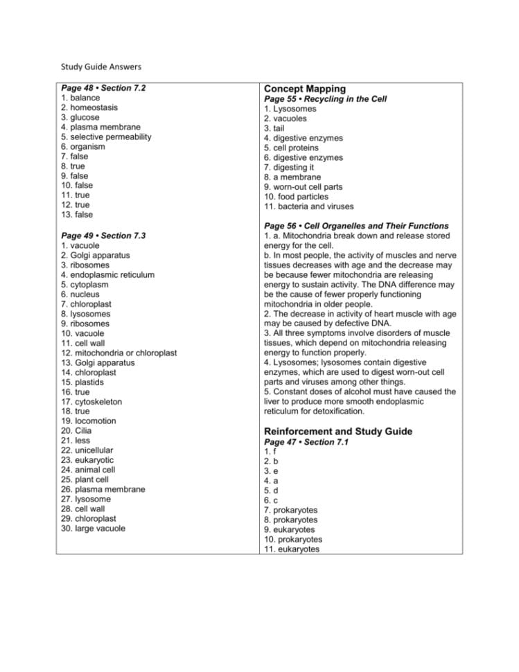 Study Guide Answers Page 48 • Section 72 1 Balance 2