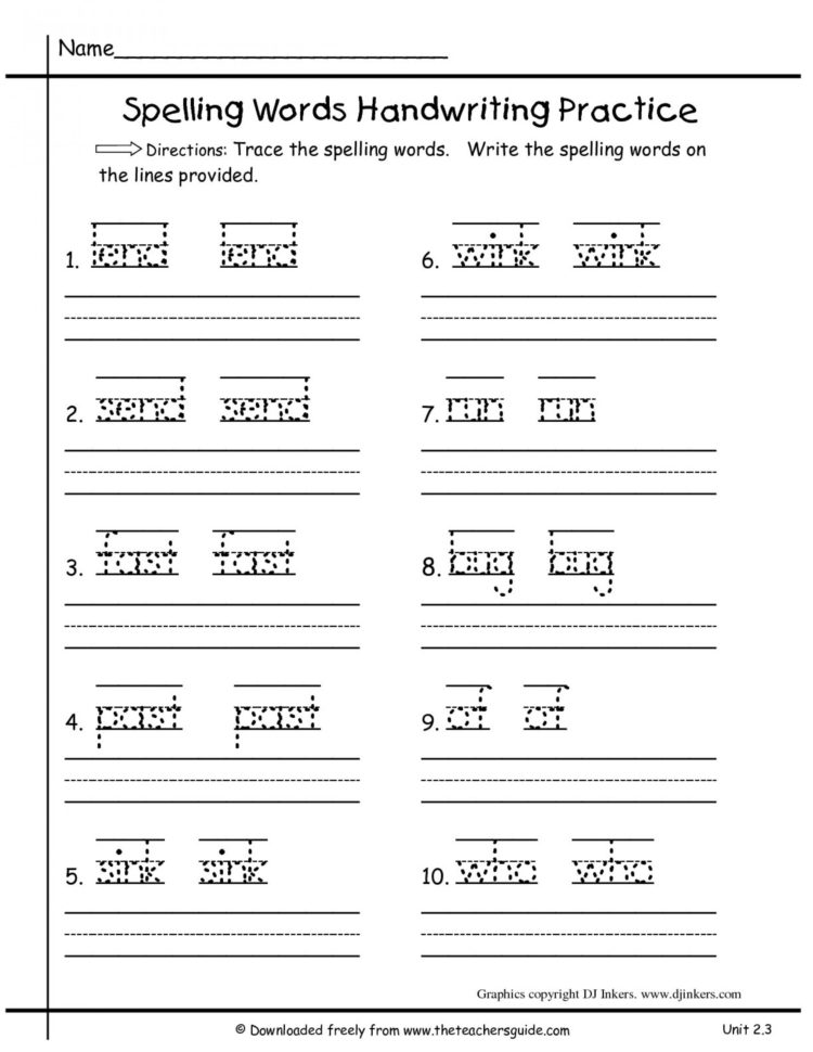 Stupendous 1St Grade Spelling Words Printable Word Ft