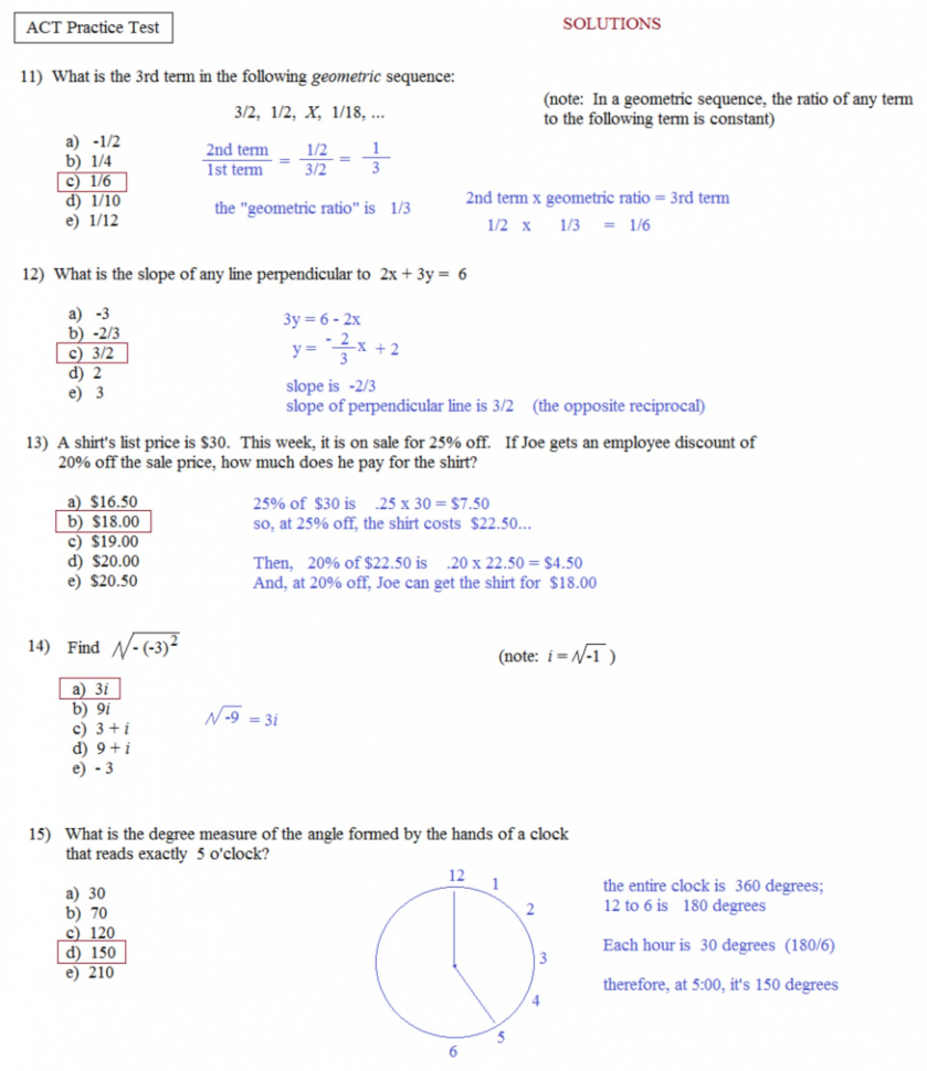 Stupendous Act Prep Math Worksheets Free Pdf