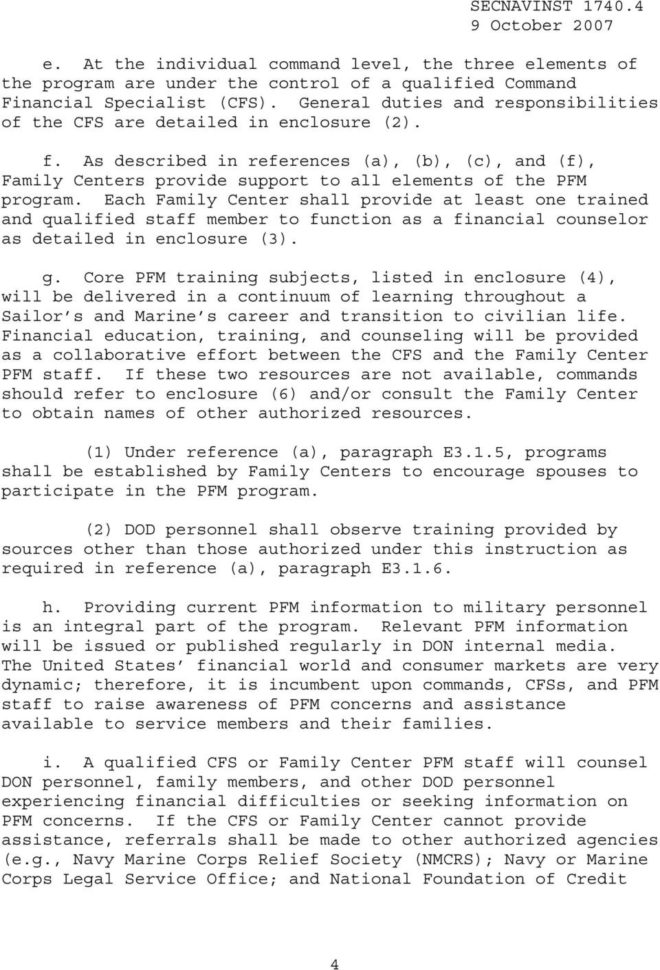 Subj Department Of The Navy Personal Financial Management