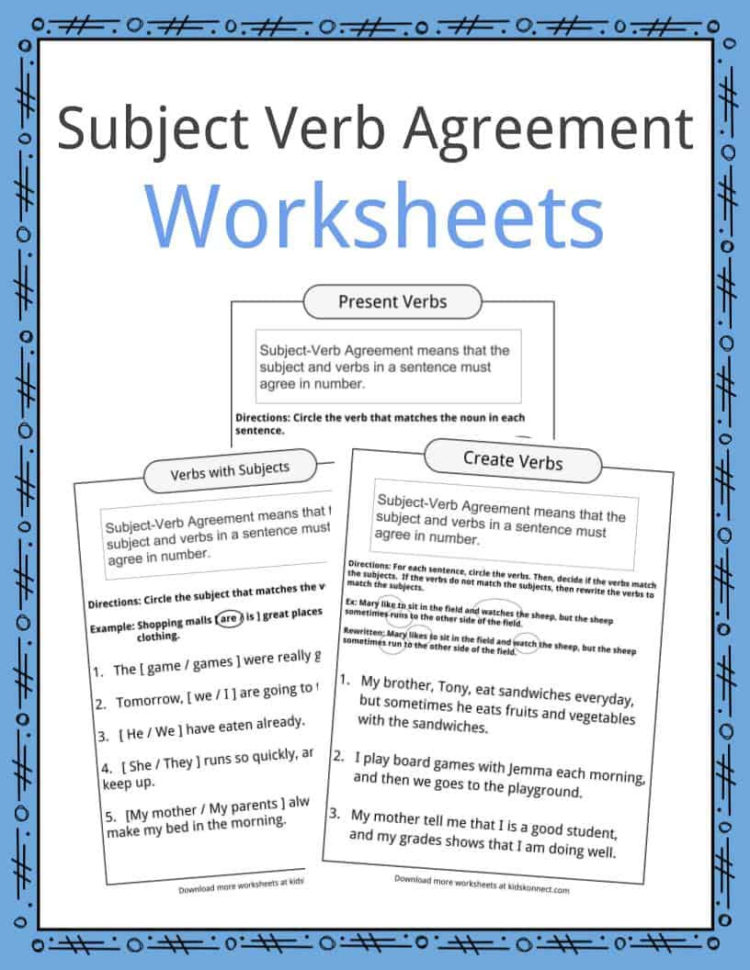 Subject Verb Agreement Worksheets  Kidskonnect
