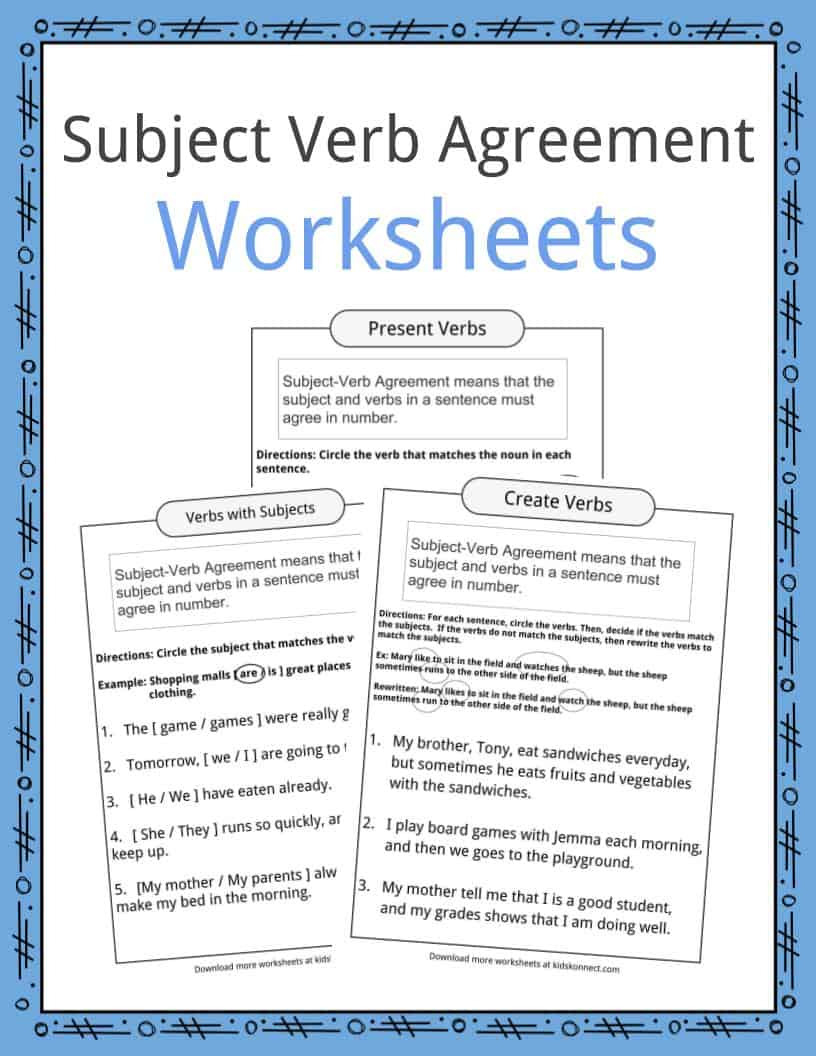 Subject Verb Agreement Worksheets And Answer Keys