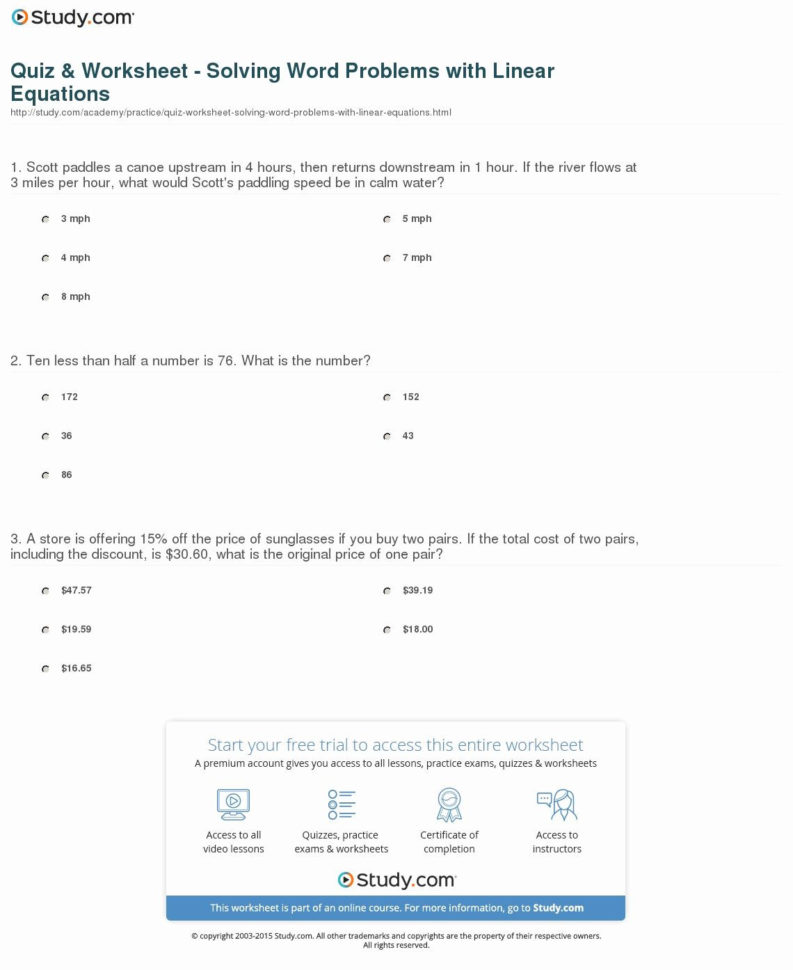 Substitution And Elimination Word Problems Worksheet