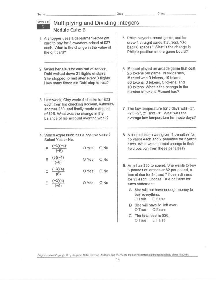 Subtracting Integers Worksheet Writing Adding And Doc