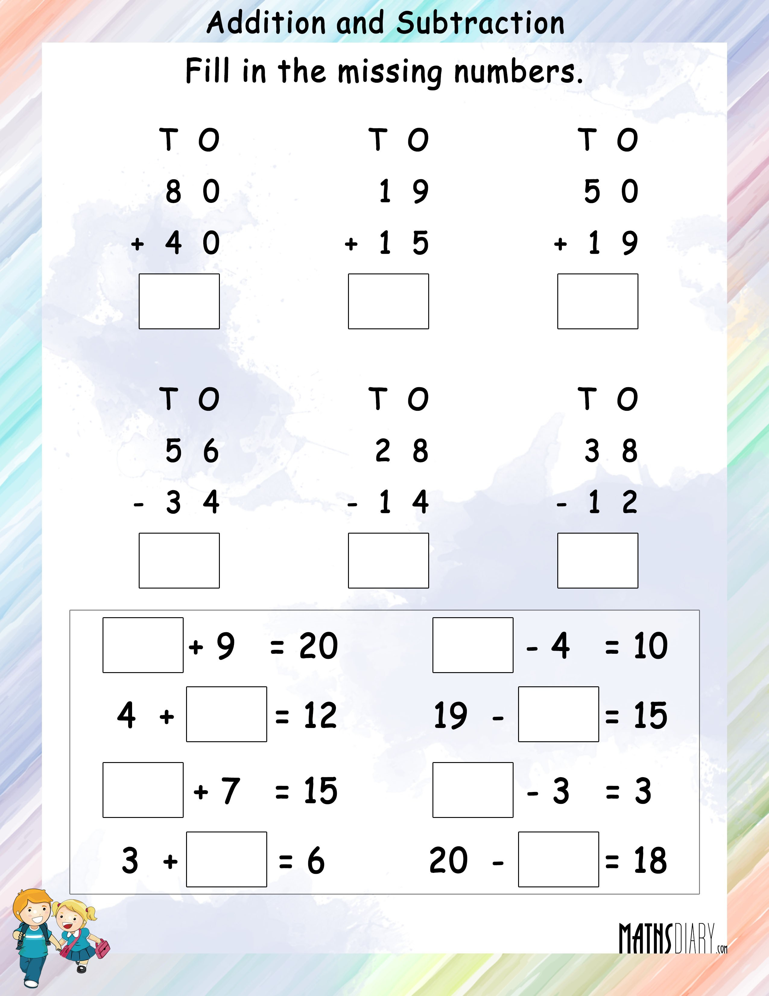 Subtraction – Grade 1 Math Worksheets