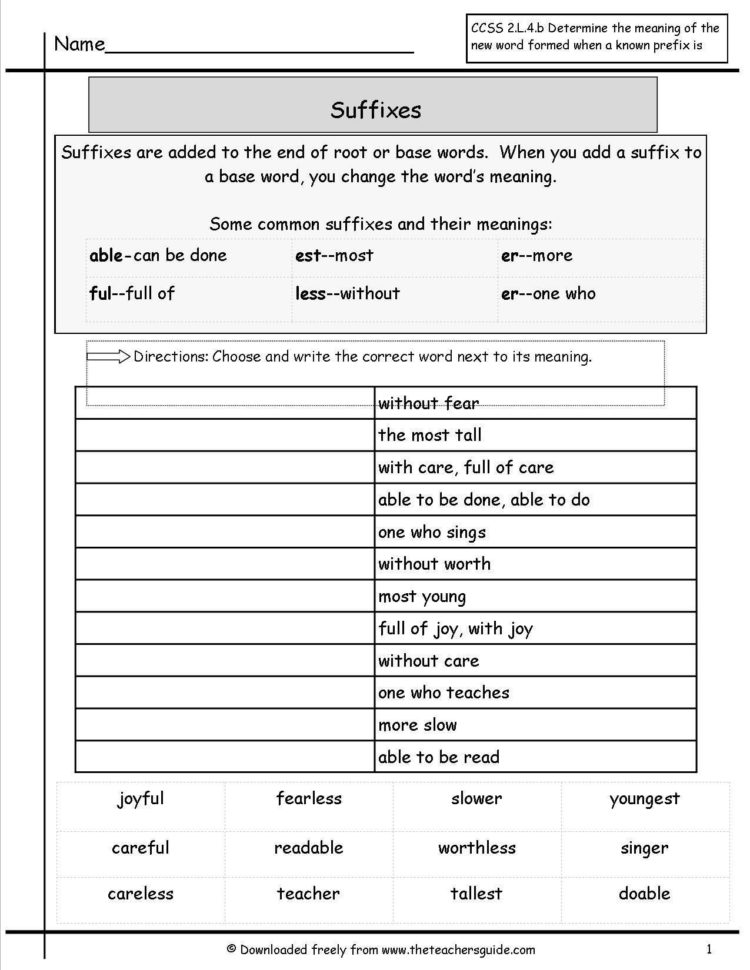 Suffixes Worksheets Pdf