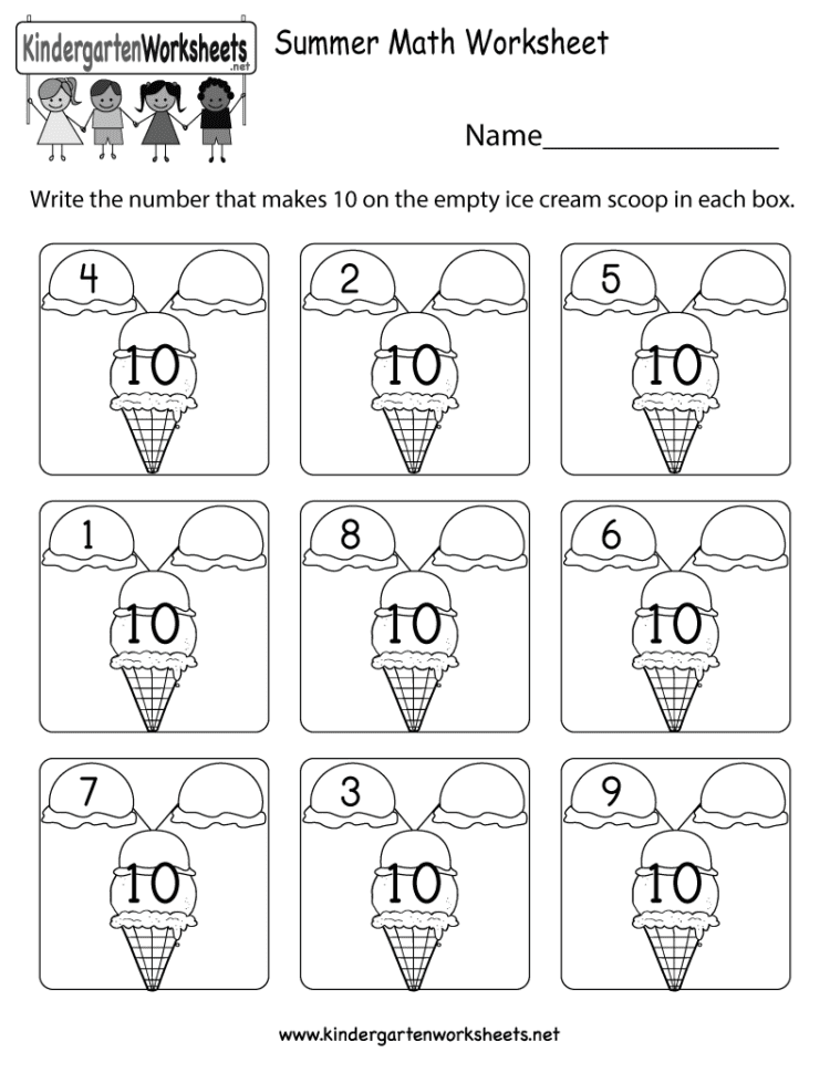 Summer Math Worksheet For Kindergarten Free Printable
