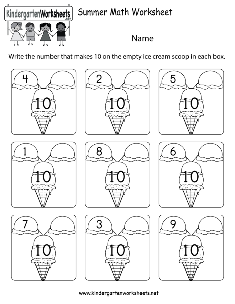 Summer Math Worksheet For Kindergarten Free Printable