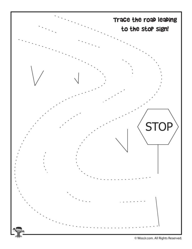 Summer Road Trip Easy Preschool Tracing Worksheet  Woo Jr