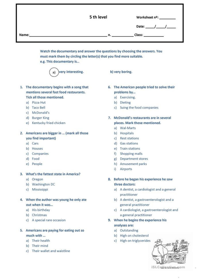 Super Size Me  English Esl Worksheets