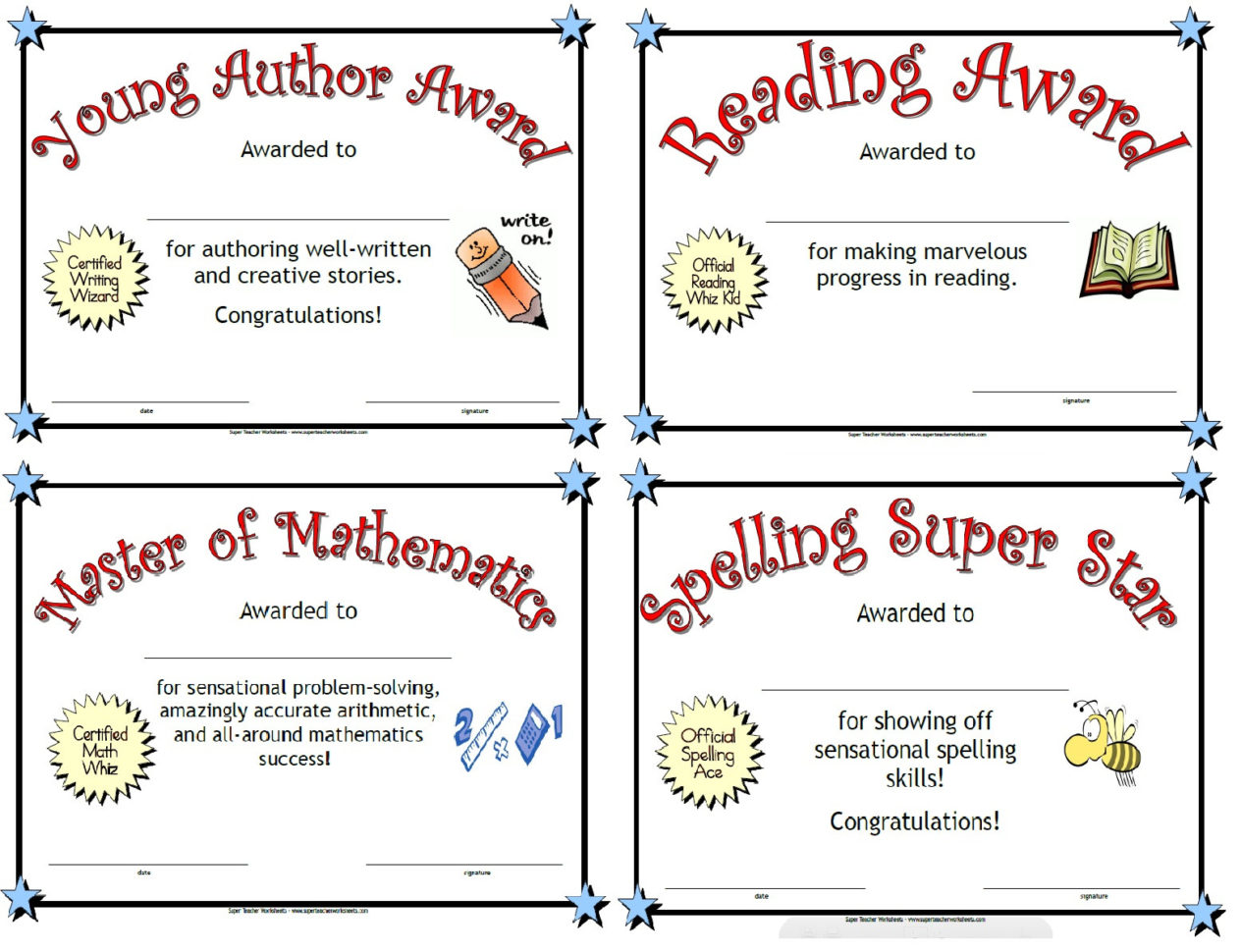Super Teacher Worksheets  Printable Ards