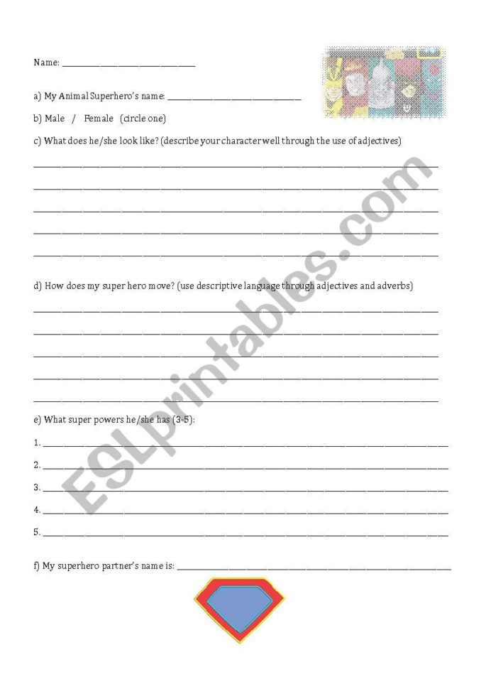 Superhero Creative And Descriptive Character Building