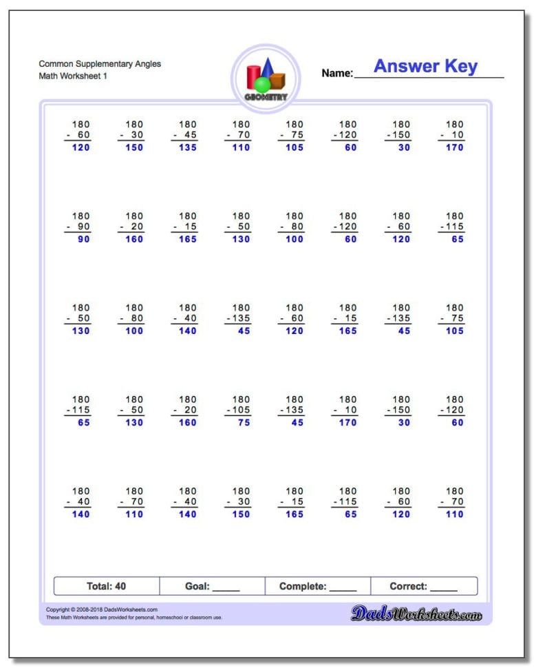 Supplementary Angle Subtraction
