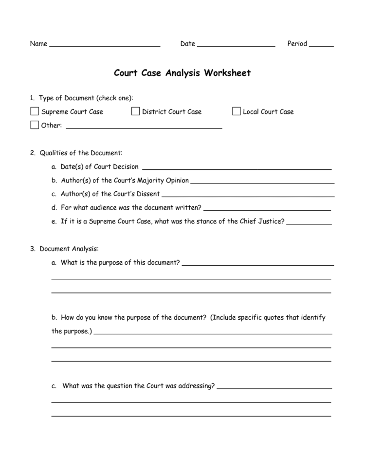 Supreme Court Case Study 1 Worksheet Answers  Affordable