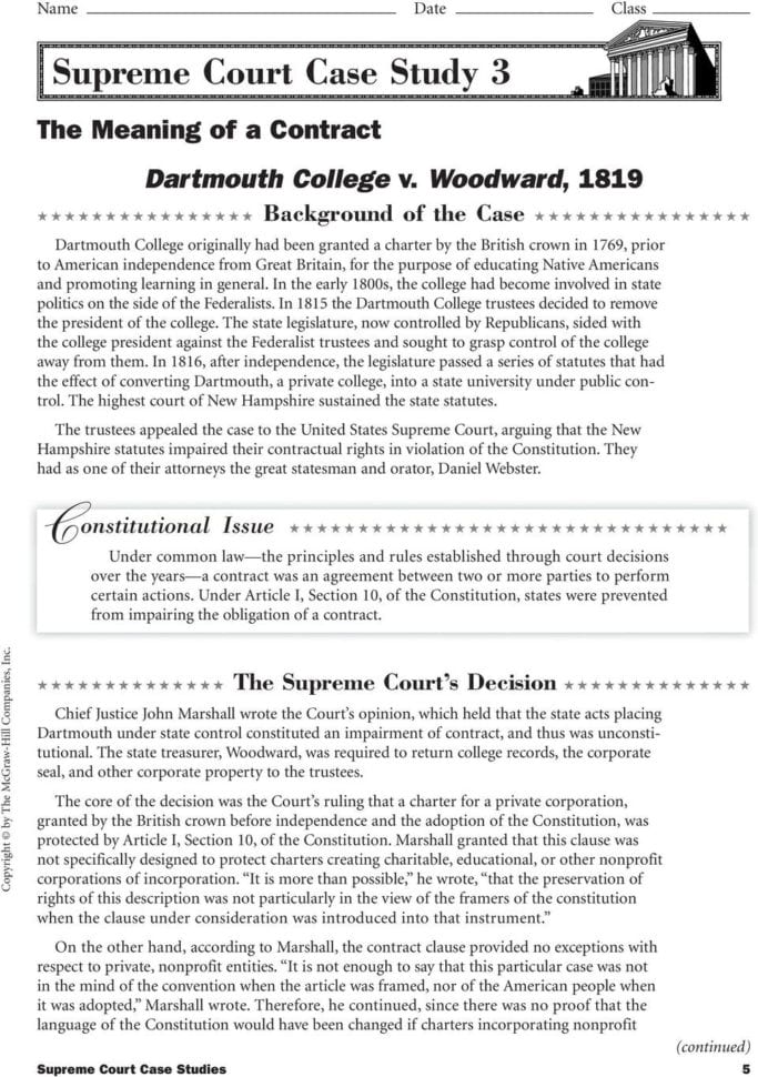 Supreme Court Cases Worksheet Answers  Yooob