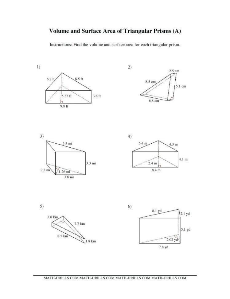 Surface Area Worksheet Pdf  Soccerphysicsonline