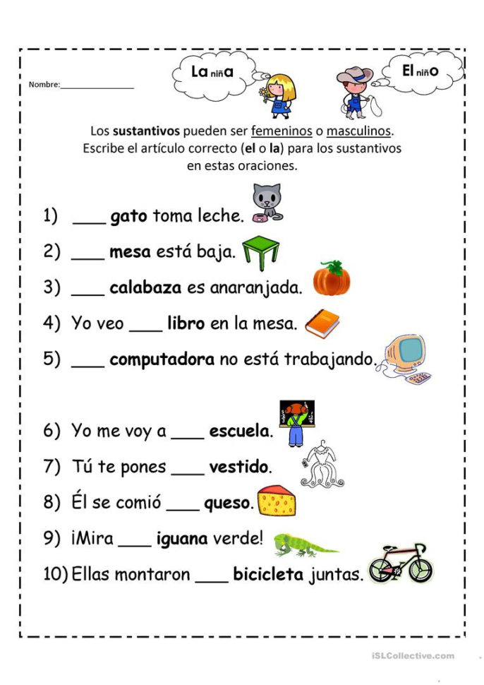 Sustantivos  English Esl Worksheets
