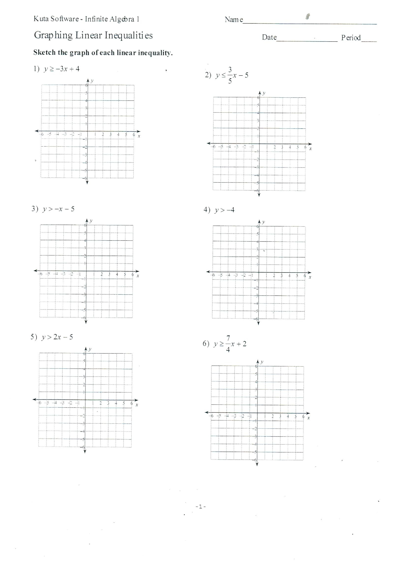 Systems Of Equations And Inequalities Worksheet Math Solving