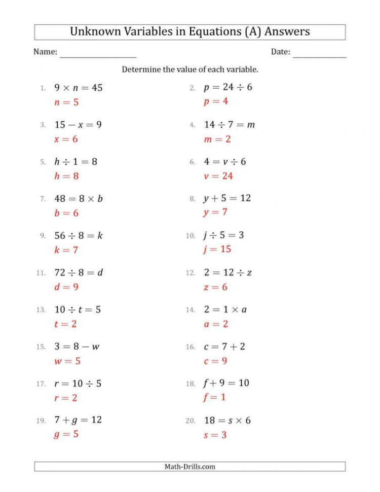 Systems Of Linear Equations Two Variables A Math Worksheets