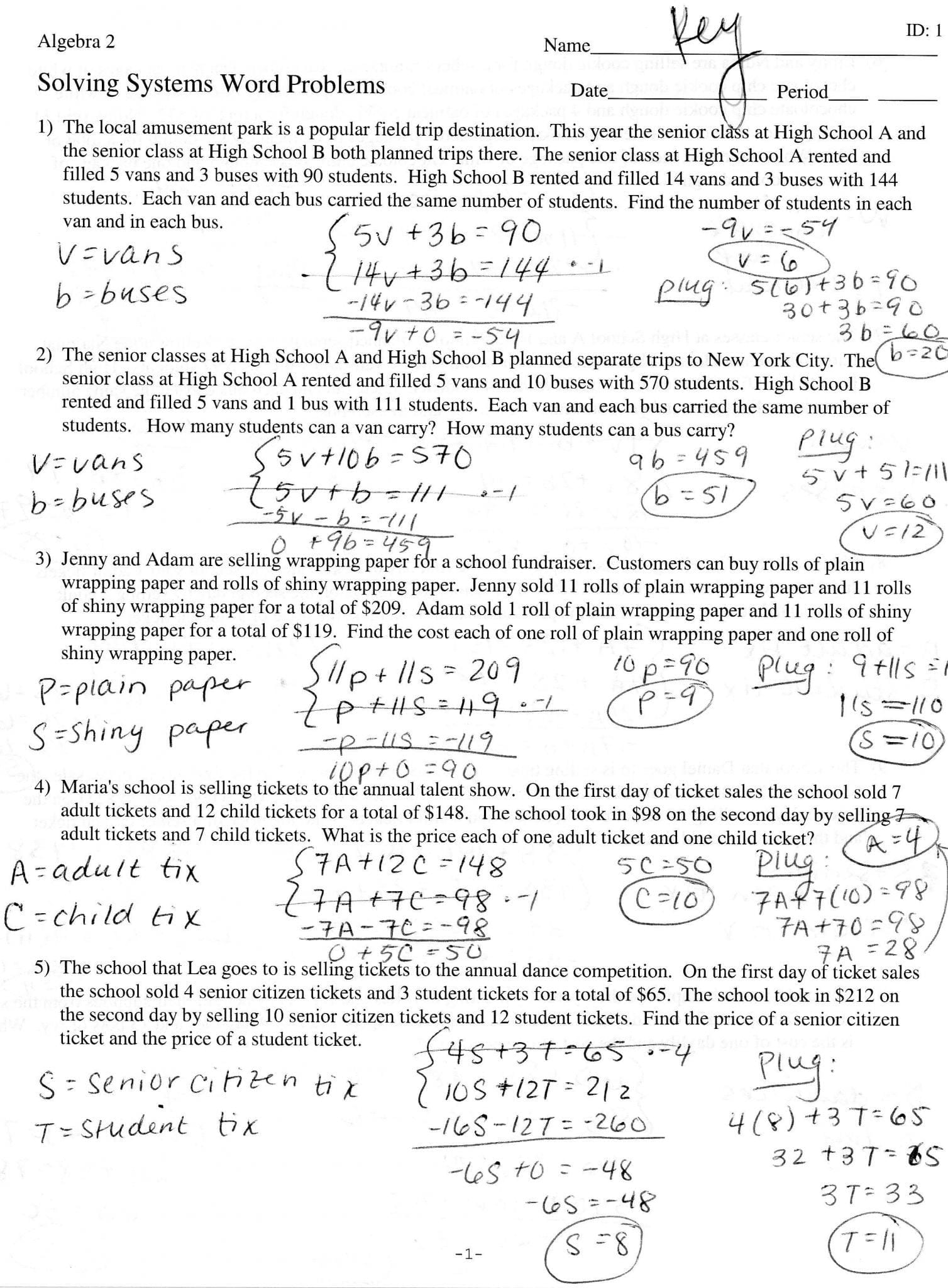 Linear Word Problems Worksheet Printable Word Searches